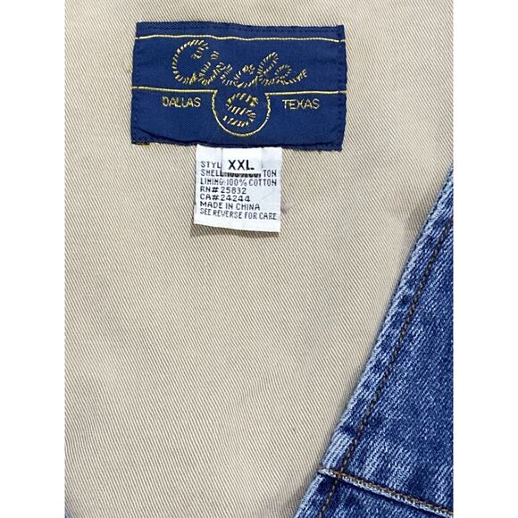 Circle S Dallas Texas Denim Vest Mens XXL 100% Cotton Blue Cowboy Western Vest - Picture 2 of 8